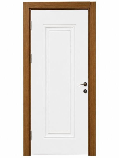 MOD 101 Klasik beyaz lake panel kapı ve ceviz kapı kasası