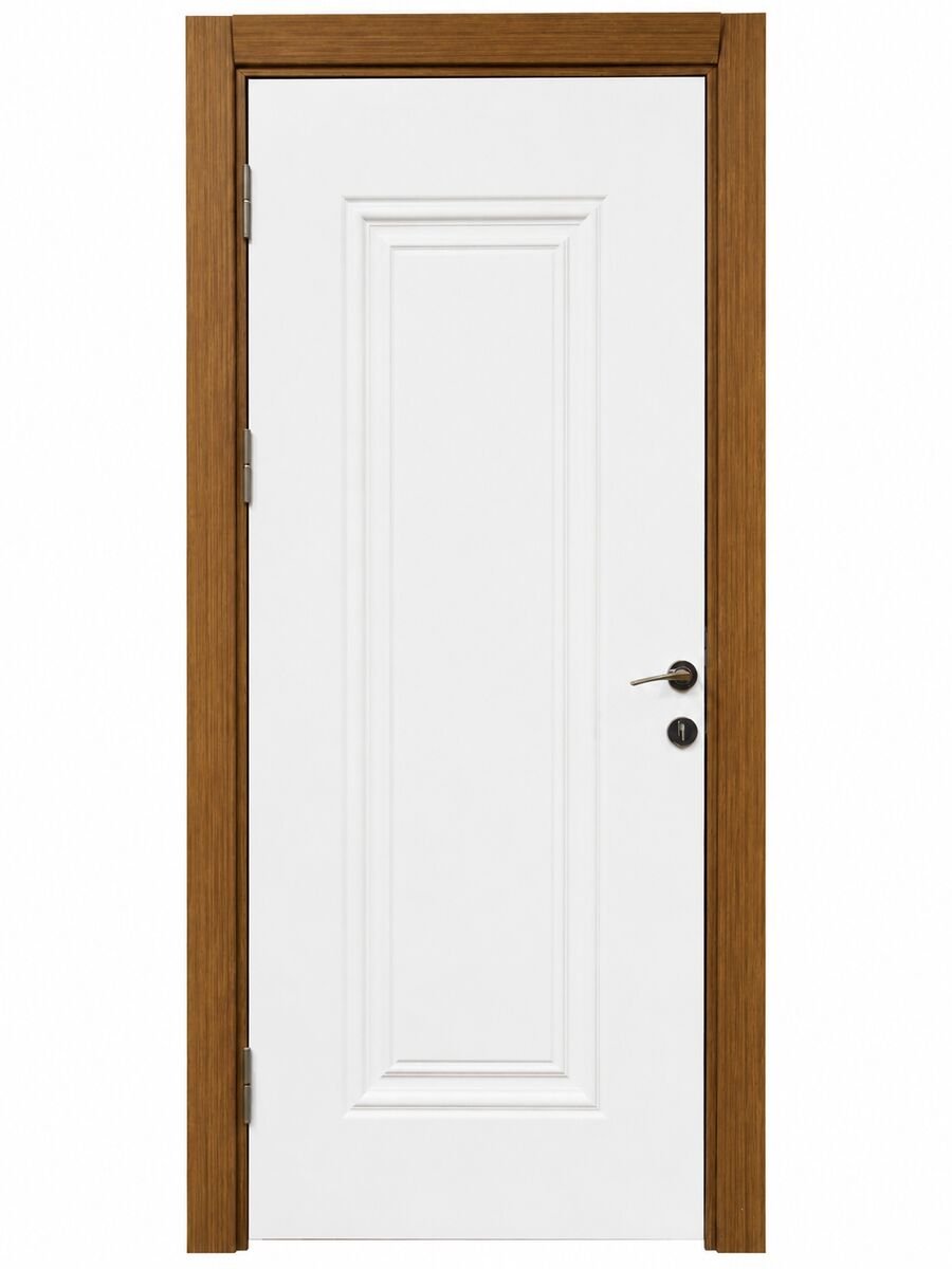 MOD 101 Klasik beyaz lake panel kapı ve ceviz kapı kasası